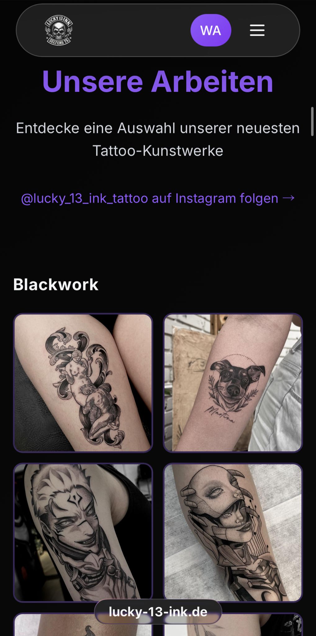 Lucky 13 Ink Tattoo Mobile
